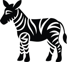 Tribal Zebra Vector Illustration | Artistic Zebra Silhouette with Intricate Patterns and Folk Motifs, Perfect for Ethnic Design Themes, Tattoos, and Decorative Wildlife Art