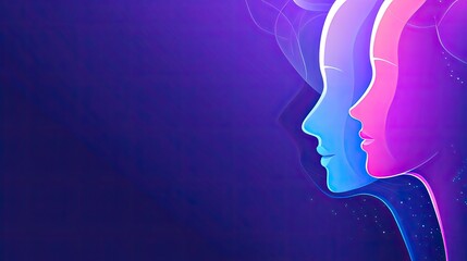 Gradient Glow Abstract Faces in Harmony  Vector Art.