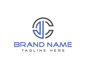 Abstract logo design circular element combining letters J and C template suitable for business brand identity
