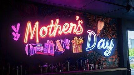 Surprise wall art quote gift displayed with lighting and a vibrant text "Mothers Day" in the background