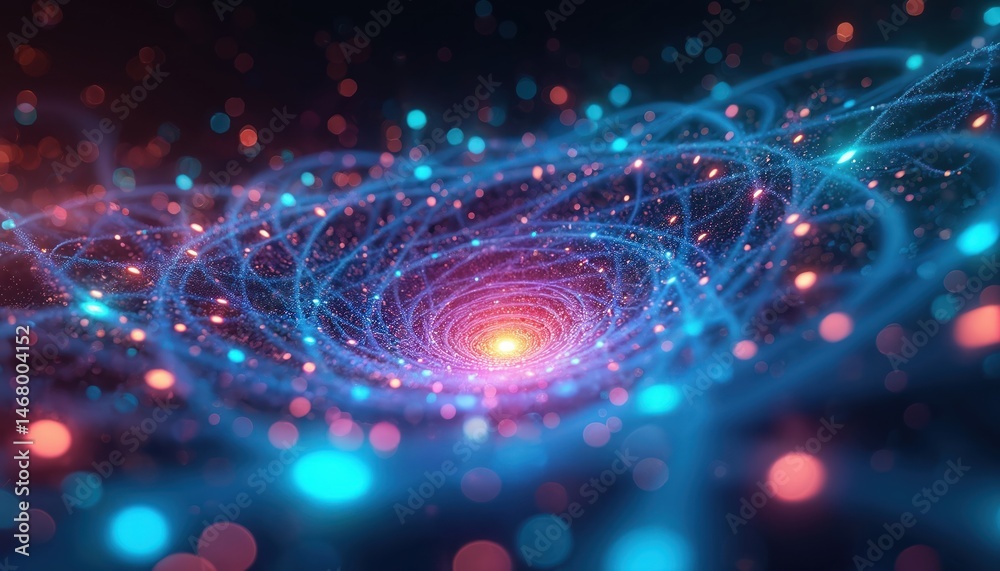Aufkleber Abstract 3D rendering, fractal light background with vibrant colors. Digital art concept features swirling patterns, dynamic movement, energy, futuristic elements. Ideal for tech, science, data