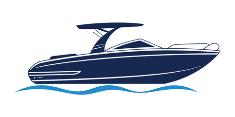Modern Luxury Powerboat Icon Illustration for Marine Industry