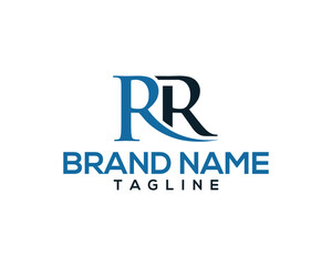 Modern RR initial letter logo concept design with blue and dark colors business