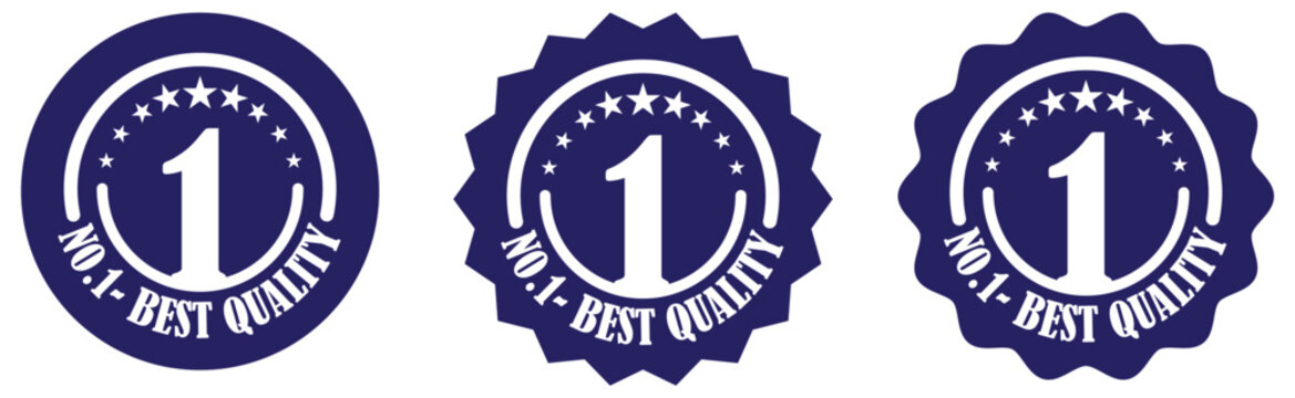Best quality number one badge icon set for official certification signage seal stamp award and business procedure labeling. Trusted honor seal for top standard. Excellence badge vector for recognition