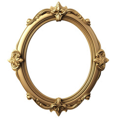 Ornate gilded oval frame design on transparent background