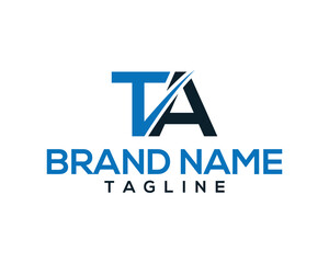 Initial TA logo design elegant business identity brand representation modern style slice cut dark blue and blue