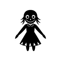creepy doll vector on white background  .svg