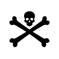 crossbones silhouette on white background  .svg