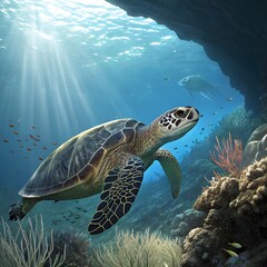 Fototapeta premium swimming turtle