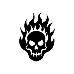 flaming skull icon on white background  .svg