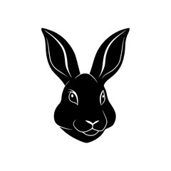 rabbit head silhouette on white background  .svg
