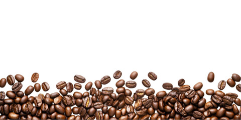 Roasted Coffee Beans Cascading Down Black Background
