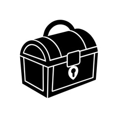 treasure chest lock icon on white background  .svg