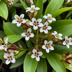 Close-up of Delicate White Flowers with Maroon Centers