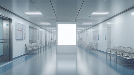 Hospital Hallway Mockup Clean with Bright, and Waiting.