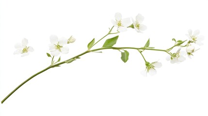Delicate White Flowers on a Slender Stem with Isolated Elegance.