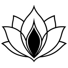 Lotus Flower Line Art – Minimalist Style on a transparent background