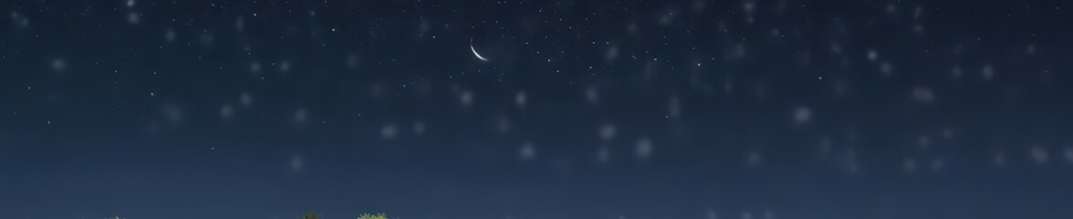 Obraz premium Crescent moon and sparse stars on a dark blue night sky , calm, image