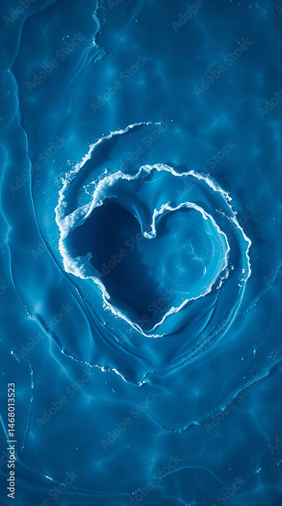 Poster blue inkscape design with a heart shape in the center, creating a mesmerizing and fluid pattern for 