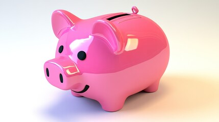 Fototapeta premium Pink Piggy Bank on White Background Saving Money Concept.