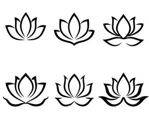 Minimalist Lotus Flower  Bundle Vector Illustration.  Set for Print and Web, Calm and Zen Inspired
