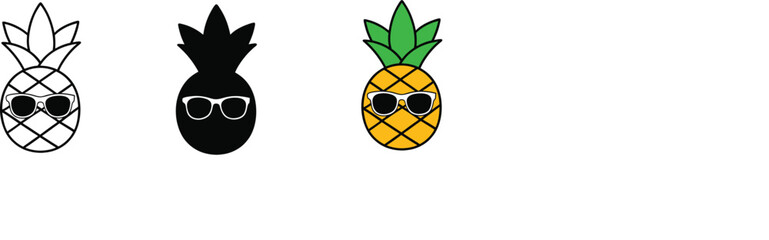 Tropical Pineapple Wearing Sunglasses Vector