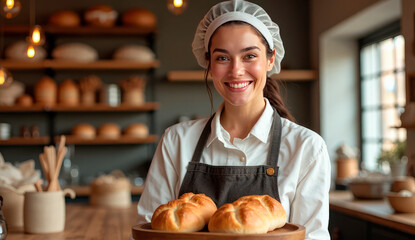 Cheerful Chef Making Fresh Croissants in a Rustic Kitchen