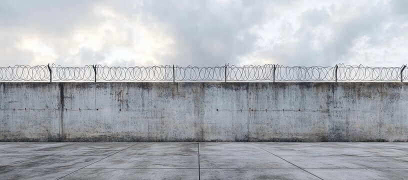 Concrete Wall with Razor Wire (1)