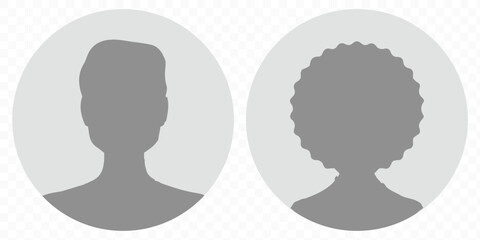 Male and female head silhouettes avatar, profile icons. Stock vector.