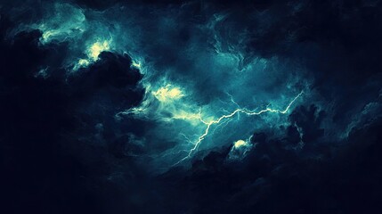Obraz premium Electric Sky Lightning Cracks Through Dark with Moody Clouds.