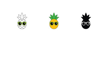 Vector Design of Pineapple with Sunglasses