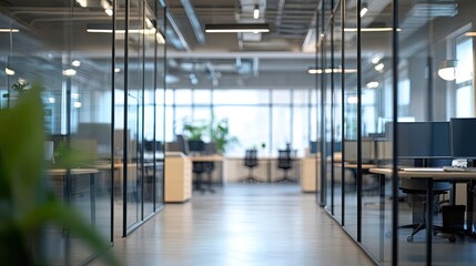 Modern Workspace Bright with Glass Offices for Collaboration  Focus.