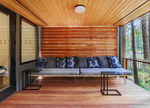 Wood Deck Cabin in woods