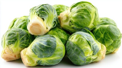 Fototapeta premium pile of small round green vegetables with tightly packed leaves often used in cooking and side dishes