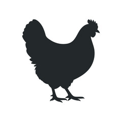 Simple Black Silhouette of a Hen Farm Animal Icon Graphic