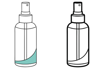 Two simple sanitizer containers are shown; one has color while the other is a line drawing