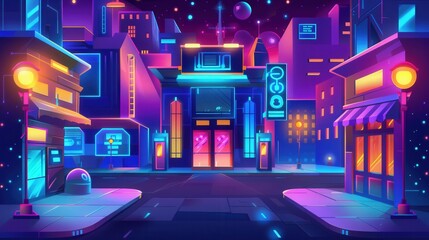 A retro-futuristic cityscape blending 2000s aesthetics with futuristic elements, featuring neon lights and analog textures 