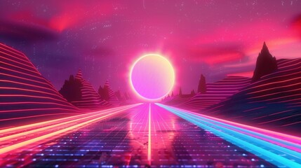 A retro-futuristic cityscape blending 2000s aesthetics with futuristic elements, featuring neon lights and analog textures 