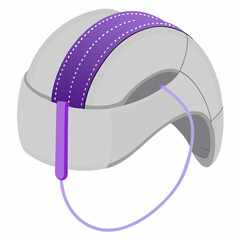 A purple and white curved object featuring a smooth, rounded edge.