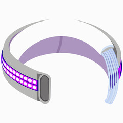 A purple and white curved object featuring a smooth, rounded edge.