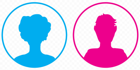 Man and woman head icon silhouette. Male and female avatar profile, face silhouette sign – stock vector