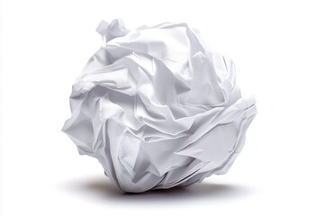 Fototapeta premium crumpled ball of white paper casting soft shadow symbolizing frustration waste and creative blocks