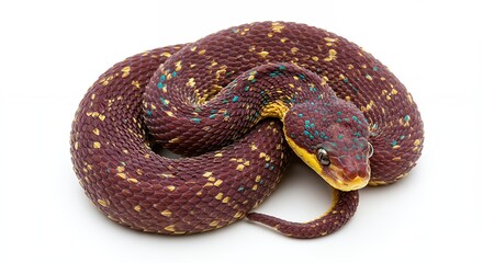 Obraz premium Curled snake against white background