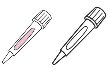 Two marker outlines show one with pink ink on a plain background