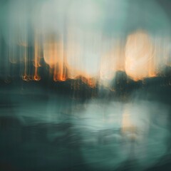 An abstract representation of digital spirituality, combining blurred visuals, soft lighting, and minimalist compositions to evoke introspection 