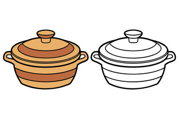 Two covered cooking pots offer a choice one is colored and one is lined