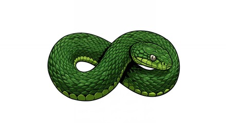 Fototapeta premium Green snake infinity symbol illustration