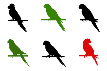Parrot silhouette vector colorful bird collection