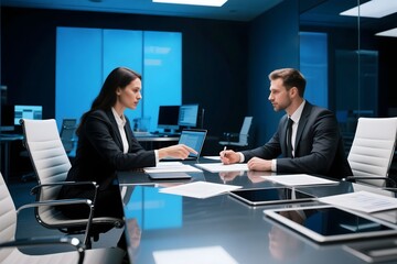 Business meeting negotiations discussion and finance work team, Generative AI