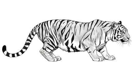 Monochrome tiger illustration